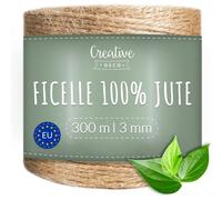 Mevronisshop-300m Ficelle Jute Épaisseur 3mm Attache Tomate Deco Mariage Champêtre Bricolage Corde Jute Cordelette Naturelle Ballon