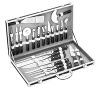 Mevronisshop-31123 - Mallette Couteaux De Cuisinier 23 Pièces - Lames Inox - Manches Polypropylène Et Abs - Compatibles Lave-Vaisselle - Mallette Rangement - Style Unique - 50 X 28 Cm