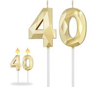 Mevronisshop-3d Bougie Numéro 4 Et 0,40 Ans Anniversaire, 40e Bougie Chiffres De Topper Pour Cérémonies Fournitures