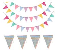 Mevronisshop-4 Pcs Guirlande Fanions Exterieur, 4 M Guirlande Fanions Toile De Jute Multicolore, Drapeaux De Triangle Bannière Pastel Pour Décorations Anniversaire Mariage Fête Jardin (48 Fanion, 4 M