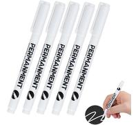 Mevronisshop-5 Pièces Marqueur Blanc Permanent, Stylo Blanc Imperméable Et Séchage Rapide, Pour Bois, Pierre, Plastique, Cuir, Verre, Métal, Toile, Céramique