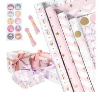 Mevronisshop-5 Pièces Papier Cadeau Set, 43cm X 3m Papier Cadeaux Anniversaire Feuille, Rouleau Papier Cadeau Pour Anniversaires, Mariages, Fêtes