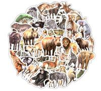 Mevronisshop-50 Pièces D'autocollants D'animaux Réalistes, Faune Africaine, Sauvages, Jungle, Zoo Safari Pour Enfants, Imperméables Pour Bouteille D'eau Et Scrapbooking