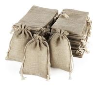 Mevronisshop-50pcs Pochettes Sachets En Lin Chanvre,Sacs En Toile De Jute Avec Cordon De Serrage,Mini Sacs Cadeaux Légers Naturel Sac À Cordon Réutilisable Pour Mariage Bijoux Noël Bricolage(13.5 X 9