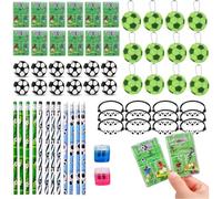 Mevronisshop-62 Petits Décoration Anniversaire Foot,Football Garcon,Cadeau Foot Enfant, Comprend Un Bracelet, Un Crayon, Une Gomme Et Un Pendentif Phosphorescent, Idéal Pour Les Invités D'une Fête De