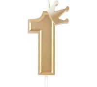 Mevronisshop-7,6cm Bougie Numéro D'anniversaire, 3d Bougies De Gâteau Avec Couronne Bougies Chiffres Anniversaire Bougies D'anniversaire Pour Anniversaire Fêtes (Or, 1)