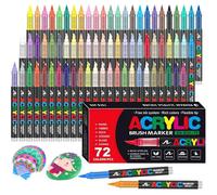 Mevronisshop-72 Couleurs Feutre Acrylique, Marqueur Peinture Acrylique À Pinceau À Base D'eau, Acrylic Paint Marker Pour Roche, Toile, Bois, Pierre, Céramique, Verre, Tissu