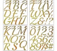 Mevronisshop-8 Feuilles De Stickers Lettres Et Chiffres Dorés Pailletés Grands (7,5 Cm), Autocollants En Vinyle Résistants À L'eau, Lettres Et Chiffres En Vinyle Pour Décoration Intérieure Et Extérie