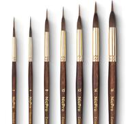 Mevronisshop-8 Pinceaux Aquarelle Professionnels, Pointe Fine Allongée, Poils De Martre Et Pointe Synthétique Extra-Longue Pour Une Précision Optimale- Peinture Aquarelle, Acrylique, Gouache Et Encre
