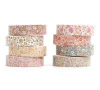 Mevronisshop-8 Rouleaux Maigre Washi Tape Set, Ruban Vintage Adhésif Décoratif Masking Tapes Pour Arts, Bullet Journal, Scrapbooking, Bricolage, Emballage (Little Flowers)