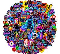 Mevronisshop-Autocollant 100 Pièces Stickers Neon Cool, Autocollant Vinyle Impermeable, Stickers Pour Skateboard Scrapbooking Pc Ordinateur Portable Valise Telephone Macbook Bouteille Tablette Journa