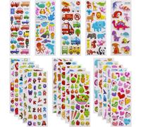 MEVRONISSHOP-Autocollants 3D pour Enfants 2 à 4 ans, 24 Feuilles kids stickers Plus de 550 Comprenant des Animaux, la Vie Océanique, Dinosaures et Bien Plus