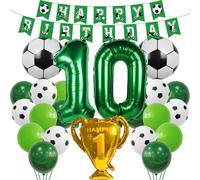 Mevronisshop-Ballon De Football 10e Anniversaire Décoration Vert Garçon Football