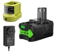 MEVRONISSHOP-Batterie 5000 mAh pour Ryobi 18 V One + batterie de rechange et chargeur pour Ryobi 18 V P108 RB18L50 RB18L40 P189 P102 P107 RB18L25 RB18L20 RB18L15 RB18L133 Couleur : noir