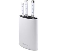 Mevronisshop-Bergner Naturally - Set De 4 Couteaux En Acier Inoxydable - Bloc Inclus - Finition Polie Mate - Poignées En Tpr Blanc Avec 3 Rivets - Design Sûr Et Élégant
