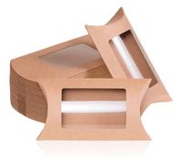 Mevronisshop-Boîtes-Cadeaux En Coussin, Pack De 40 Boîtes Avec Fenêtres, Mini Boîtes Kraft, 12,7 X 7,6 X 3 Cm