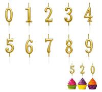 Mevronisshop-Bougies Numérotées, 10 Pcs, Gâteau D'anniversaire, Numéros 0-9, Paillettes Dorées, Cire De Soja, Pour Tous Les Âges, Occasions Spéciales