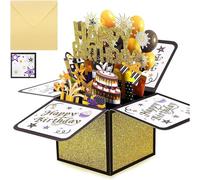 Mevronisshop-Carte D¿Anniversaire, Carte D¿Anniversaire 3d Pop-Up Happy Birthday, Carte Pliable Faite Main Avec Enveloppe, Cadeau D¿Anniversaire Pour Épouse, Petite Amie, Hommes & Amis ¿ Or Noir 18 X