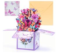 Mevronisshop-Carte D'anniversaire 3d Pour Femme Avec Motif Papillon Pop Up, Inclut Enveloppe, Idéale Pour Mère, Fille, Fête Des Mères, Anniversaire De Mariage Et Carte De Remerciement - Colorée