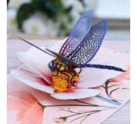 MEVRONISSHOP-Carte Pop-Up Libellule & Fleur de Cosmos ¿ Anniversaire Femme, Saint-Valentin, Fête des Mères, Design Élégant en Papier