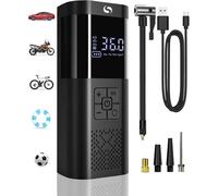 Mevronisshop-Compresseur À Air Portatif, Gonfleur Pneus Voiture Sans Fil Avec Jauge, Mini Compresseur 150psi, Accessoire Voiture Pour Hommes, Avec Lumière Led Pour Voiture Moto Bicyclette Boule