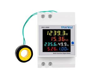 Mevronisshop-Compteur D'énergie Monophasé Din Rail Ac Monitor 6 En 1 Multimètre Ac 40-300v 100a Tension Courant Voltmètre Ampèremètre Watt Kwh Fréquence Power Meter 110v 230v (External Ct)