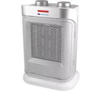 MEVRONISSHOP-DESCON DA-T184CS Radiateur soufflant en céramique, avec oscillation, blanc/argenté, 1500 W, 3 modes de flux d'air, thermostat, protection contre la surchauffe, pour chauffage zonal, desi