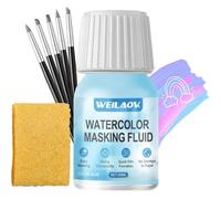 Mevronisshop-Drawing Gum, Fluide De Masquage Aquarelle, Drawing Gum Aquarelle, Gomme De Masquage Aquarelles Pour Couvrir Et Précis Les Contours, Accessoires Inclus, Bleu - 30ml