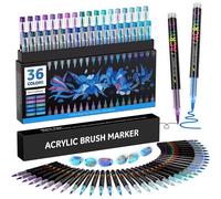 Mevronisshop-Feutre Acrylique 36 Couleurs 36 Pièces, Marqueur Peinture Acrylique Pinceau Pour Papier, Verre, Galet, Métal, Plastique, Bois, Oeuf, Céramique, Textile - Bleu