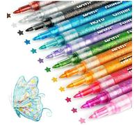 Mevronisshop-Feutres À Paillettes,12 Marqueur De Peinture Acrylique Paillettes Imperméable Pour Peinture Sur Pierre, Céramique, Bois, Tissu, Scrapbooking, Cartes Ect À Pointe Extra-Fine 0,7 Mm