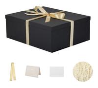 Mevronisshop-Grand Boîte Cadeau Noir 42x32x15.5 Cm, Boite Cadeau Vide, Boite Cadeau Anniversaire Marriage - 1 Pièces (Contenirruban, Papier De Soie, Enveloppes Et Cartes)