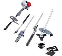 MEVRONISSHOP-IKRA 4en1 outil multifonctions thermique IBKH 33: débroussailleuse, coupe-bordure, élagueuse & taille-haie télescopique