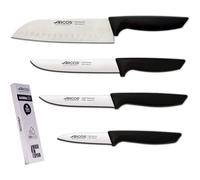 Mevronisshop-Jeu De Couteaux De Cuisine Professionnels En Acier Inoxydable Manche Noir Ustensiles Couteau Japonais Santoku Lave-Vaisselle (4 Pièces)