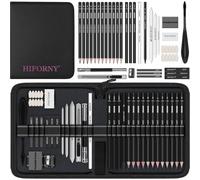 Mevronisshop-Kit De Dessin 42 Pièces, Kit De Croquis Avec Crayons Graphite Et Fusain, Outils De Mélange, Gommes Et Accessoires, Étui De Voyage Portable À Fermeture Éclair Pour Artistes Et Débutants