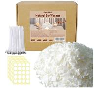 Mevronisshop-Kit De Fabrication De Bougies, 1kg Cire De Soja Naturelle,100pcs Mèches Et 100 Meches Autocollants, Grand Kit De Bougies De Bricolage Pour Les Débutants