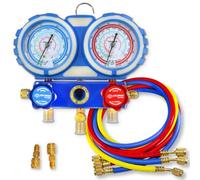 MEVRONISSHOP-Kit Manomètre Climatisation avec 3 Tuyaux de Recharge et Mesure de Gaz Réfrigérant Voiture AC R410A R407C R32 R134a