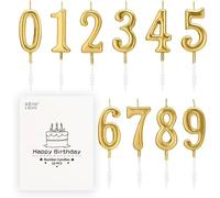 Mevronisshop-Lot De 10 Bougies D'anniversaire À Chiffres - Bougies À Chiffres De 0 À 9 À Paillettes Pour Décoration De Gâteau, Anniversaire De Mariage Et Fête (Champagne Doré)