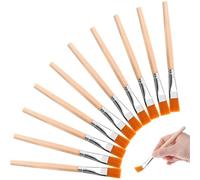 Mevronisshop-Lot De 10 Pinceaux Plats De 1,9 Cm Avec Manche En Bois Pour Aquarelle, Acrylique, Huile, Corps, Visage, Nail Art, Peinture À Faire Soi-Même