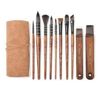 Mevronisshop-Lot De 10 Pinceaux Taklon Pour Aquarelle, Acrylique, Gouache, Étui De Voyage, Colle De Maïs Écologique, 3000 Coups Testés