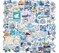 Mevronisshop-Lot De 100 Autocollants Océan, Autocollants Bleu, Autocollant Aesthetic, Imperméable Stickers, Pour Ordinateur Portable Scrapbook Bagages Skateboard Guitare