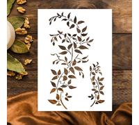 Mevronisshop-Lot De 2 Grands Pochoirs À Fleurs Pour Peinture, Format A4 Pochoir De Vigne, Lierre Réutilisable, Modèle De Dessin Pour Meubles, Toile, Décoration D'intérieur, Modèle De Bricolage Pour P