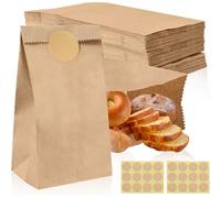 Mevronisshop-Lot De 200 Pochette Cadeau, 18 X 9 X 5,5 Cm Sac Kraft Petit Format Avec Autocollants, Sachet Bonbon Paques Pour Le Bricolage, Les Cadeaux De Fête, Les Biscuits, Les Bonbons (200)