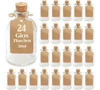 Mevronisshop-Lot De 24 X 50 Ml Petites Mini Bouteilles 7,5 Cm Vases De Fleurs Et D'étiquettes En Verre Transparent 24 X Vase