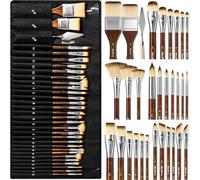 Mevronisshop-Lot De 30 Pinceaux Professionnels Pinceaux Pour Peinture Acrylique, Huile, Aquarelle, Gouache Fournitures Artistiques