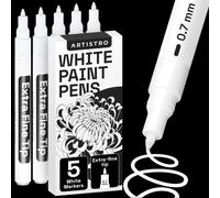 Mevronisshop-Marqueurs Blancs Pour La Peinture Sur Roche, Pierre, Céramique, Verre, Bois, Pneu, Tissu, Métal, Toile. Set De 5 Feutres Blancs Pour Peinture Acrylique À Base D'eau À Pointe Extra-Fine