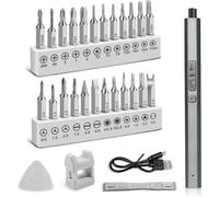MEVRONISSHOP-Mini tournevis électrique sans fil 30 en 1 Tournevis de précision avec LED Réglage du couple à 3 vitesses Tournevis 64 bits pour téléphone, montre, appareil photo, PC, électronique