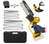 MEVRONISSHOP-Mini Tronçonneuse à Batterie, 6 & 8 Pouces Tronçonneuse Électrique Sans Fil Brushless Compatible avec Dewalt Batterie 18V 20V, 4 Chaînes, Mini Scie à Chaîne Électrique pour l'élagage (Sa