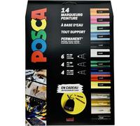 MEVRONISSHOP-Mitsubishi Pencil - Maxi Pack Multi-Pointes - 14 Marqueurs Peinture à Base d'Eau - Tout Support - Couleurs et Pointes Assorties - Pochon Offert