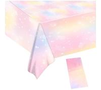Mevronisshop-Nappe En Plastique, Nappes Arc-En-Ciel Pastel, Parfait Pour Les Fêtes D'anniversaire Des Enfants Décoration Réunion De Famille(274x137 Cm)