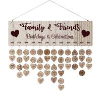 MEVRONISSHOP-NUOBESTY Famille Rappel Anniversaire Calendrier Bricolage Tenture Murale Calendrier Perpetuel En Bois Plaque Pour Cadeau D'Anniversaire Pour MèRe Grand-MèRe